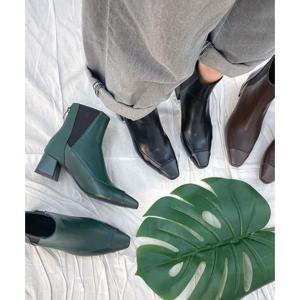 [슈썸] RJ-af6021 여성 스틸레토 가죽 첼시 통굽 지퍼부츠