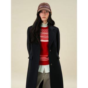 [빈폴레이디스] 울 혼방 슬림핏 롱 코트 블랙 (BF4X30C205)