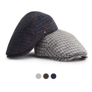 [디꾸보]울 체크 헌팅캡 플랫 모자 HN667NE