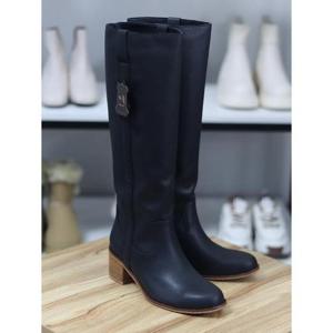 바이로쏘 세이브존06 소가죽 슬림 토 청키 미들힐 5.5cm 롱부츠 (BY)24F12277DG2