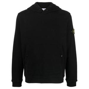 스톤 아일랜드 브러시드 코튼 플리스 스냅 후드 티셔츠 79156172