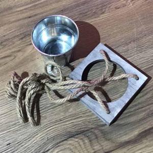 공중걸이용 행잉 우드 화분 걸이 12x12cm + 양철화