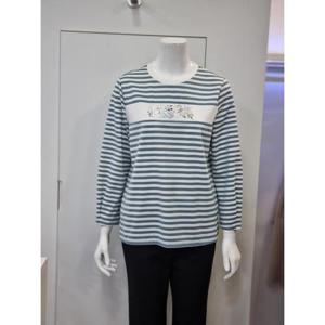 벨리시앙 세이브존04 라운드넥 스트라이프 퍼프소매 셔츠 BL4131