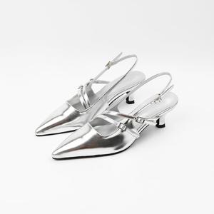[신난다슈] 여성 슬링백힐 5cm 메리제인 슬링백 구두 펌프스힐 스틸레토 NF255201 실버