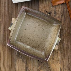 이천도자기 집으로 브라운 정사각볼 접시 20cm 사각접시 사각볼 도기식기 도자기접시 스톤웨어 디저트접시