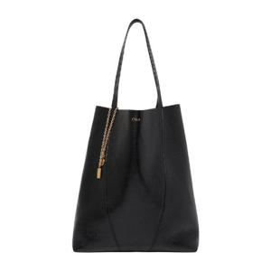 끌로에 그레인드 레더 라지 스핀 토트백 블랙 CHC25SS810N84001