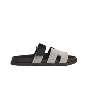 에르메스 시프레 샌들 캔버스 카프스킨   프루누아 누아 H231819ZH78