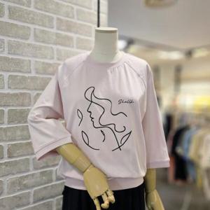 [레코브]SB21E5ST020X_라인 프린트 5부 티셔츠