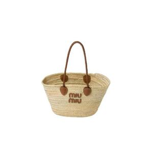 미우 미우 팔메토 토트백 베이지 꼬냑 5BG206-2DDH-F0A5T