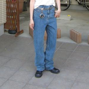 [플랙진]여성 로그 K41 루즈 스트레이트 중청 데님 팬츠 (PJTH5LGK415)