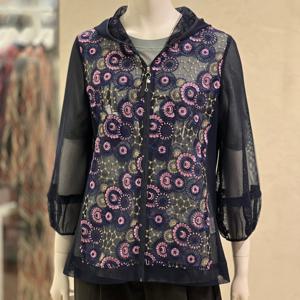 [벨리시앙]자수 포인트 메쉬 후드 점퍼 JP5204