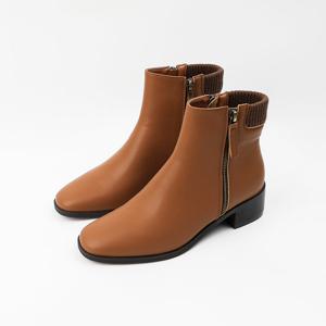 [신난다슈] 여성 앵클부츠 4cm 여자 숏 앵글 부츠 소가죽 통굽 발편한 쿠션 GDR253040 브라운