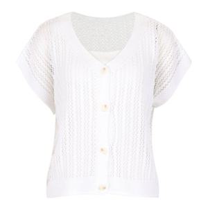 [샵앤]국산 여성 루즈핏 시스루 Y단추 니트 조끼 MLS-WVS-0880-