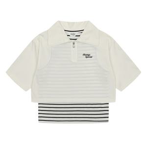 에꼴리에 여아 레이어드 반집업 카라 7부 티셔츠 23C0485_IV