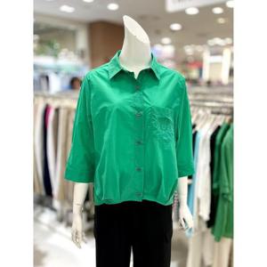 소고 세이브존01 자수 포켓 카라넥 숏 블라우스 AK2BA20_GN