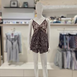 [바바라] 번아웃 프린트 캐미솔 하프슬립 세트 ACS4613S AHS4613H BR