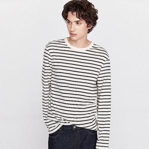 [지오다노]남성 코튼 저지 스트라이프 긴팔 티셔츠 025911/01025911