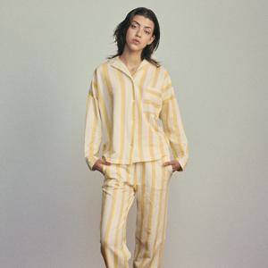 [바바라] 니트면 스판 스트라이프 여성 파자마 잠옷 AWP4612B YE