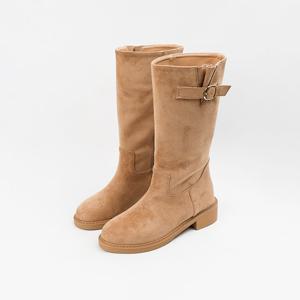 [신난다슈] 여성 미들 부츠 4cm 하프 워커 미디 부츠 발편한 통굽 스웨이드 NF255259 베이지