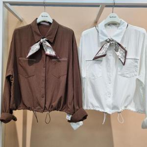 라티움 HC34 부드럽고 매끈한느낌 팔.품편한 숏 짧은 가을브라우스셔츠 T2533Se06