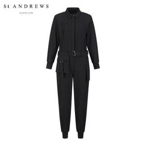 [세인트앤드류스] 여성 파우치 벨티드 체크 점프수트