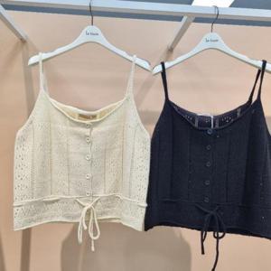 라티움 HC34 울  니트 펀칭 뷔스터에 앞오픈 숏짧은 펀칭 끈니트조끼 T2533vt04