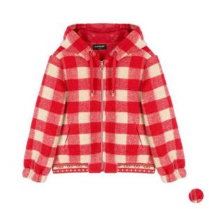 그린조이 HC12 여성 체크 후드 져지 점퍼 GF24KJ22W(레드)