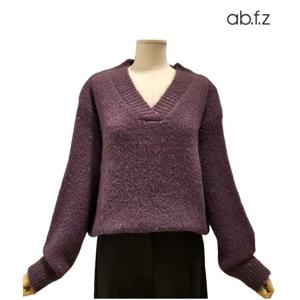 [에이비에프지]반짝이 루즈핏 V넥 울 긴팔 니트 APZ4HW59K