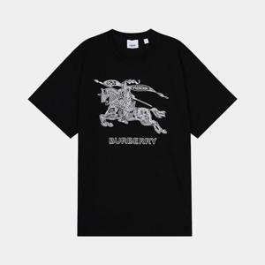 버버리 남성 EKD 가슴 로고 프린트 코튼 반팔 티셔츠 블랙 8072775
