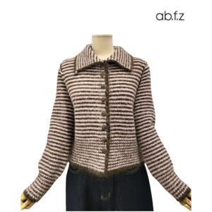 [에이비에프지]복실이 스트라이프 카라넥 긴팔 울 니트 가디건 APA1HY37A