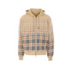 버버리 그라디언트 체크 코튼 집 후드 8119034 B9368 Beige
