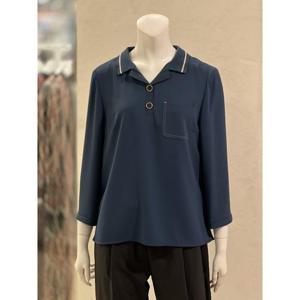 벨리시앙 세이브존01 배색 오픈 칼라 블라우스(2color) BL4303