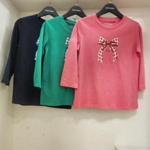 뱅뱅 HC15 뱅뱅 봄 여성  리본 프린트 면 칠부 티셔츠 NTM259