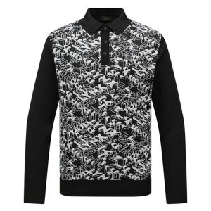 [링스본사] [26SS] 남성 전판 로고 자카드 패턴 카라넥 니트 L11F1SR323_BK