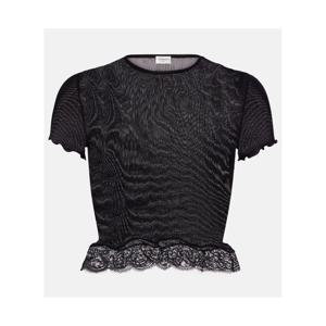 생로랑 레이스 트리밍 실크 탑 P01078592