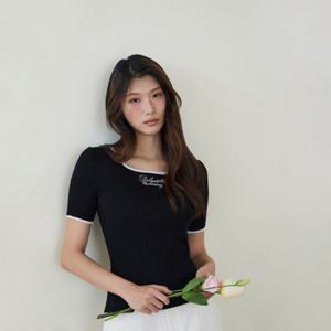 [에고이스트][BLUE LABEL] 로즈레터링 배색 반팔니트(ES2OKH01)