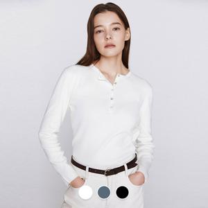 [지오다노] 여성 봄 간절기 헨리넥 베이직 긴팔 니트 스웨터 356513