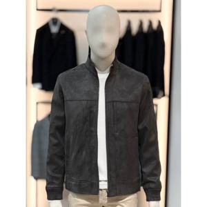 [바쏘옴므]비건레더 스웨이드 차이나카라 블루종점퍼 A1UA25A CH