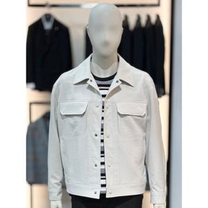 [바쏘옴므]크림 세미오버핏 트러커 블루종 점퍼