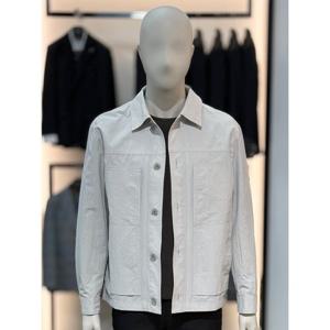 [바쏘옴므]라이트그레이 세미오버핏 트러커 점퍼