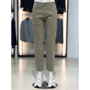 [바쏘옴므]카키 슬림핏 스트레치 워싱 면스판 데님 팬츠