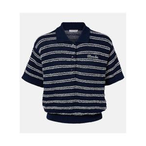 몽클레어 로고 스트라이프 코튼 블렌드 폴로 스웨터 P01141812