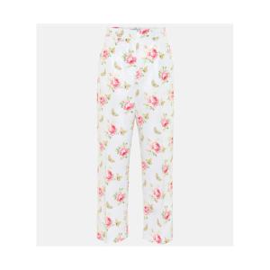 프라다 플로럴 하이라이즈 실크 팬츠 P00441272