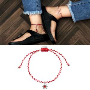 [탄생석 발찌] 리틀스타 탄생석 레드 &  화이트 발찌