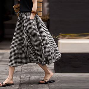 [코코에보니]고방체크밴딩스커트/롱스커트/SK-502