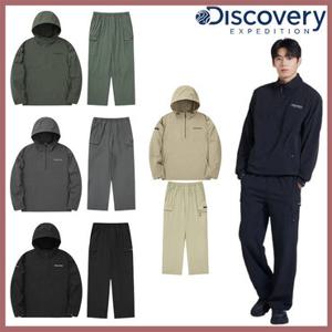 [백화점]디스커버리 24FW 이월/할인 세미오버핏 남성 우븐 에센셜 아노락/반집업 트레이닝 세트 DMTR35044,DMTP35044-GSAN