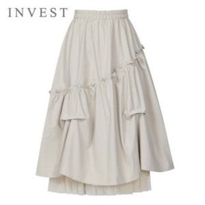 [인베스트] 셔링 핀턱 샤 배색 스커트_IN6S1SK8241