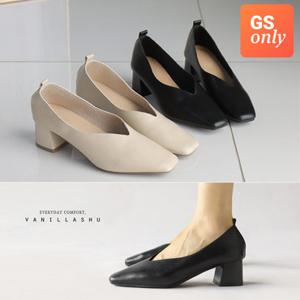 [GS단독상품] 바닐라슈 리우브 말랑소프트 각코 V컷 코팅굽 펌프스(5cm)