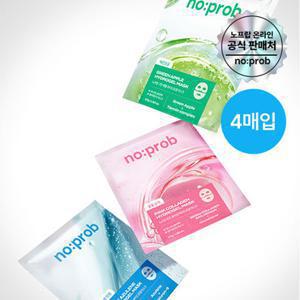 [4매입] 노프랍 하이드로겔 마스크팩 3종 택1(콜라겐/아줄렌/그린애플)