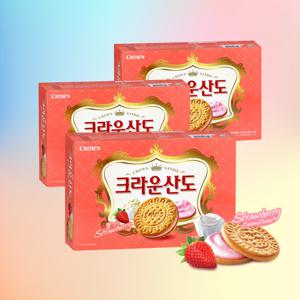 크라운 산도 딸기 323g x3통/사무실 간식 과자 비스켓